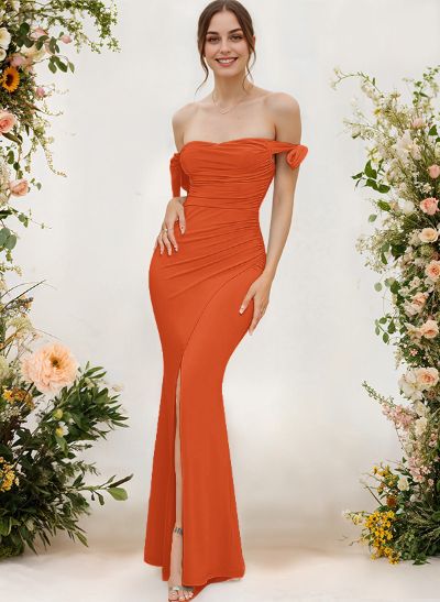 Trumpet/Mermaid Off-The-Shoulder Floor-Length Chiffon Bridesmaid Dress