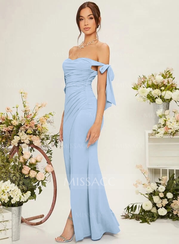 Trumpet/Mermaid Off-The-Shoulder Floor-Length Chiffon Bridesmaid Dress