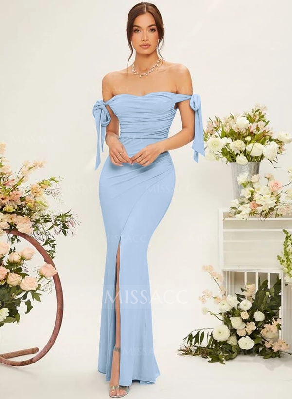 Trumpet/Mermaid Off-The-Shoulder Floor-Length Chiffon Bridesmaid Dress