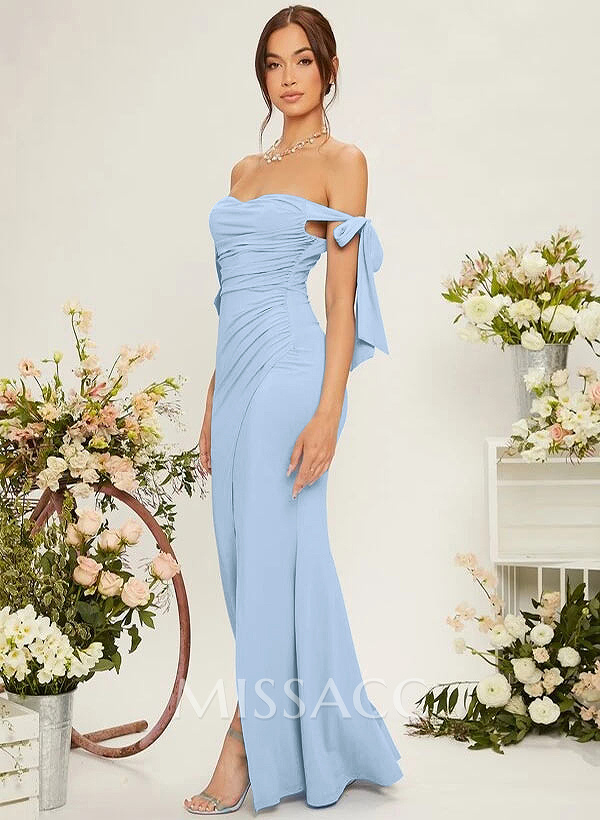 Trumpet/Mermaid Off-The-Shoulder Floor-Length Chiffon Bridesmaid Dress Trumpet/Mermaid Off-The-Shoulder Floor-Length Chiffon Bridesmaid Dress