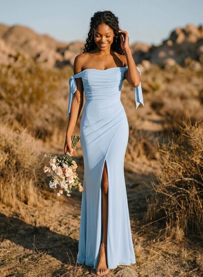 Trumpet/Mermaid Off-The-Shoulder Floor-Length Chiffon Bridesmaid Dress