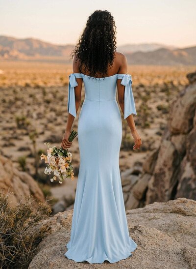 Trumpet/Mermaid Off-The-Shoulder Floor-Length Chiffon Bridesmaid Dress