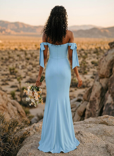 Trumpet/Mermaid Off-The-Shoulder Floor-Length Chiffon Bridesmaid Dress