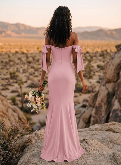 Trumpet/Mermaid Off-The-Shoulder Floor-Length Chiffon Bridesmaid Dress