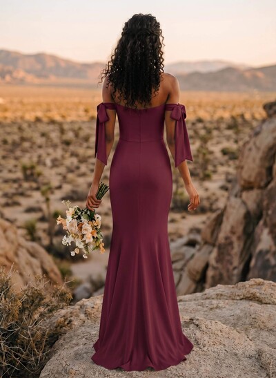 Trumpet/Mermaid Off-The-Shoulder Floor-Length Chiffon Bridesmaid Dress