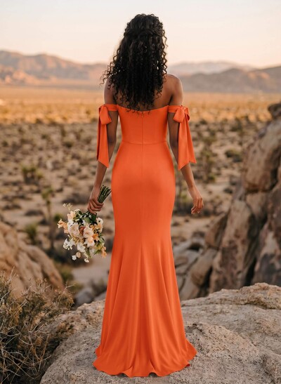 Trumpet/Mermaid Off-The-Shoulder Floor-Length Chiffon Bridesmaid Dress
