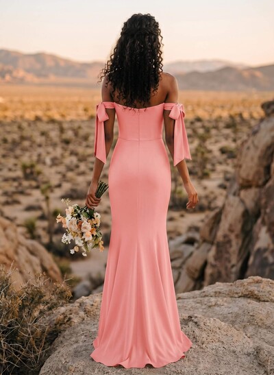 Trumpet/Mermaid Off-The-Shoulder Floor-Length Chiffon Bridesmaid Dress