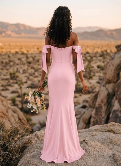 Trumpet/Mermaid Off-The-Shoulder Floor-Length Chiffon Bridesmaid Dress