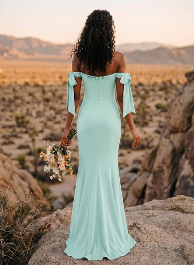 Trumpet/Mermaid Off-The-Shoulder Floor-Length Chiffon Bridesmaid Dress