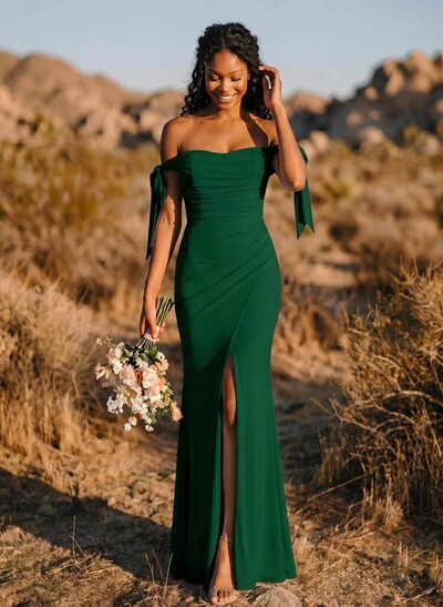 Trumpet/Mermaid Off-The-Shoulder Floor-Length Chiffon Bridesmaid Dress