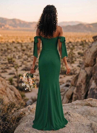 Trumpet/Mermaid Off-The-Shoulder Floor-Length Chiffon Bridesmaid Dress