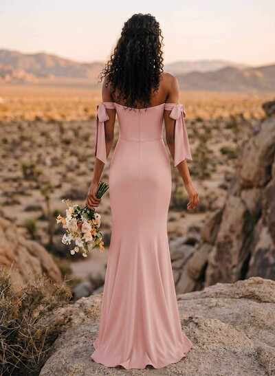 Trumpet/Mermaid Off-The-Shoulder Floor-Length Chiffon Bridesmaid Dress