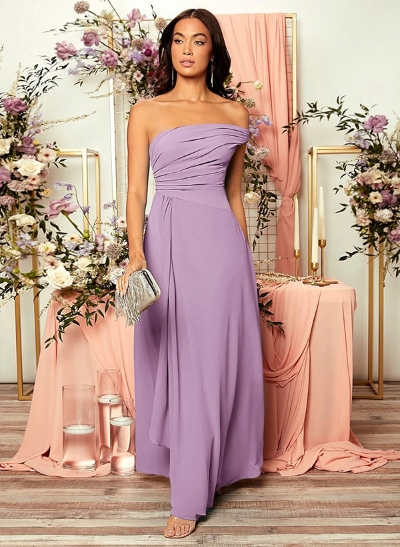 A-Line One-Shoulder Floor-Length Chiffon Prom Dress With Cascading Ruffles