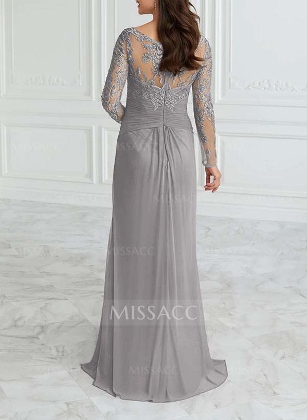 A-Line V-Neck Floor-Length Chiffon Mother Of The Bride Dresses With Lace