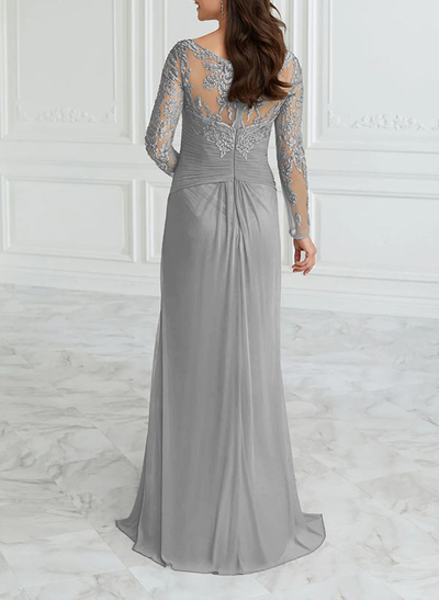 A-Line V-Neck Floor-Length Chiffon Mother Of The Bride Dresses With Lace