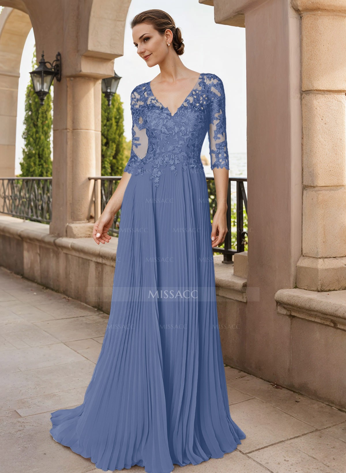 A-Line V-Neck Floor-Length Chiffon Mother Of The Bride