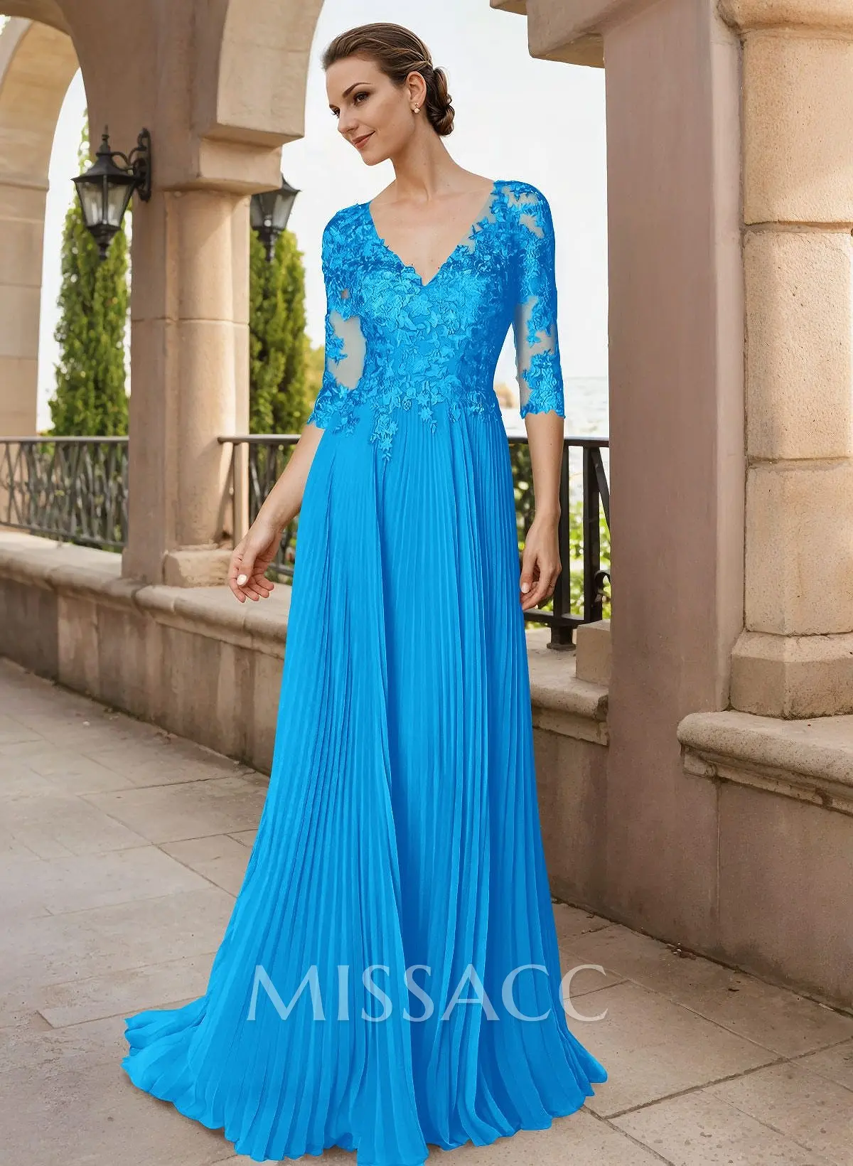 A-Line V-Neck Floor-Length Chiffon Mother Of The Bride Dresses