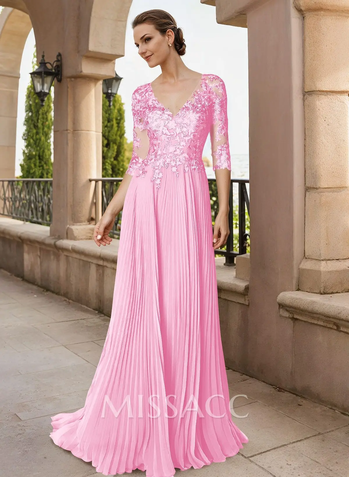 A-Line V-Neck Floor-Length Chiffon Mother Of The Bride Dresses