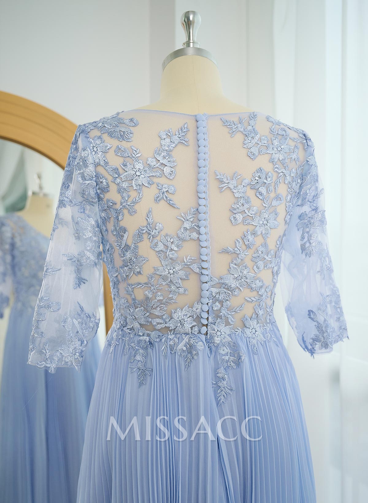 A-Line V-Neck Floor-Length Chiffon Mother Of The Bride Dresses With Lace Pleated
