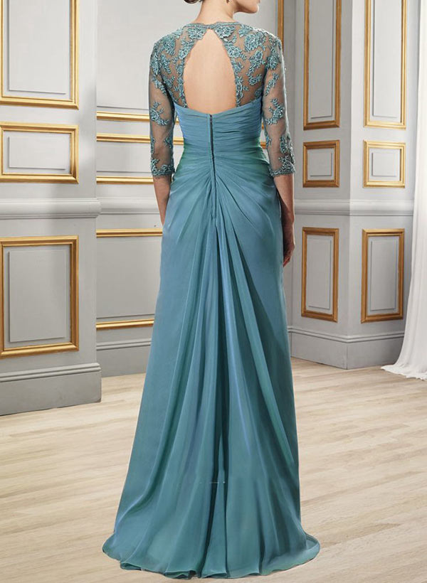 Sheath/Column Sweetheart Floor-Length Chiffon Mother of the Bride Dress With Sequins Ruffle