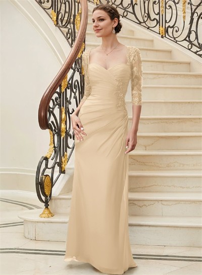 Sheath/Column Sweetheart Floor-Length Chiffon Mother Of The Bride Dress With Sequins Ruffle