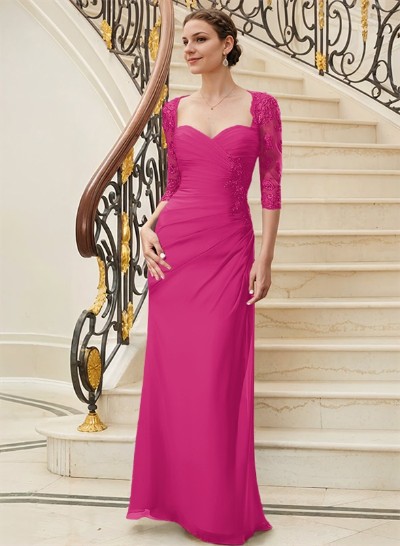 Sheath/Column Sweetheart Floor-Length Chiffon Mother Of The Bride Dress With Sequins Ruffle