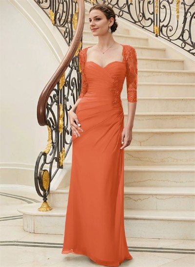 Sheath/Column Sweetheart Floor-Length Chiffon Mother Of The Bride Dress With Sequins Ruffle