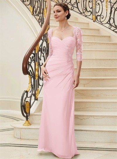 Sheath/Column Sweetheart Floor-Length Chiffon Mother Of The Bride Dress With Sequins Ruffle