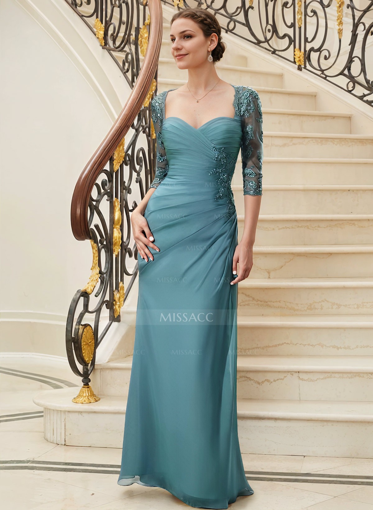 Sheath/Column Sweetheart Floor-Length Chiffon Mother Of The Bride Dress With Sequins Ruffle