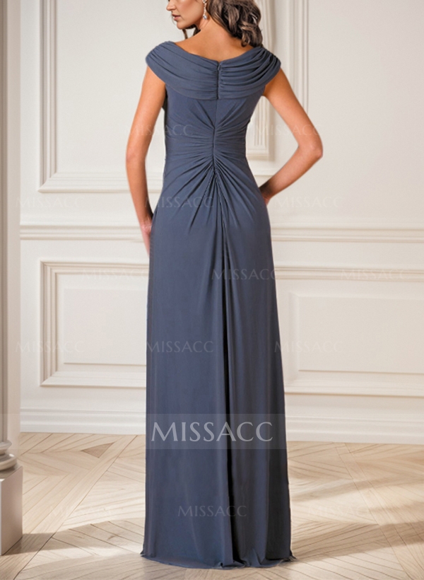 A-Line Cowl Neck Floor-Length Chiffon Mother Of The Bride Dresse With Pleated