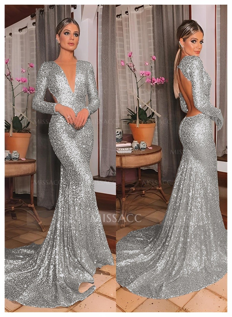 Long Sleeve Sequin Dress