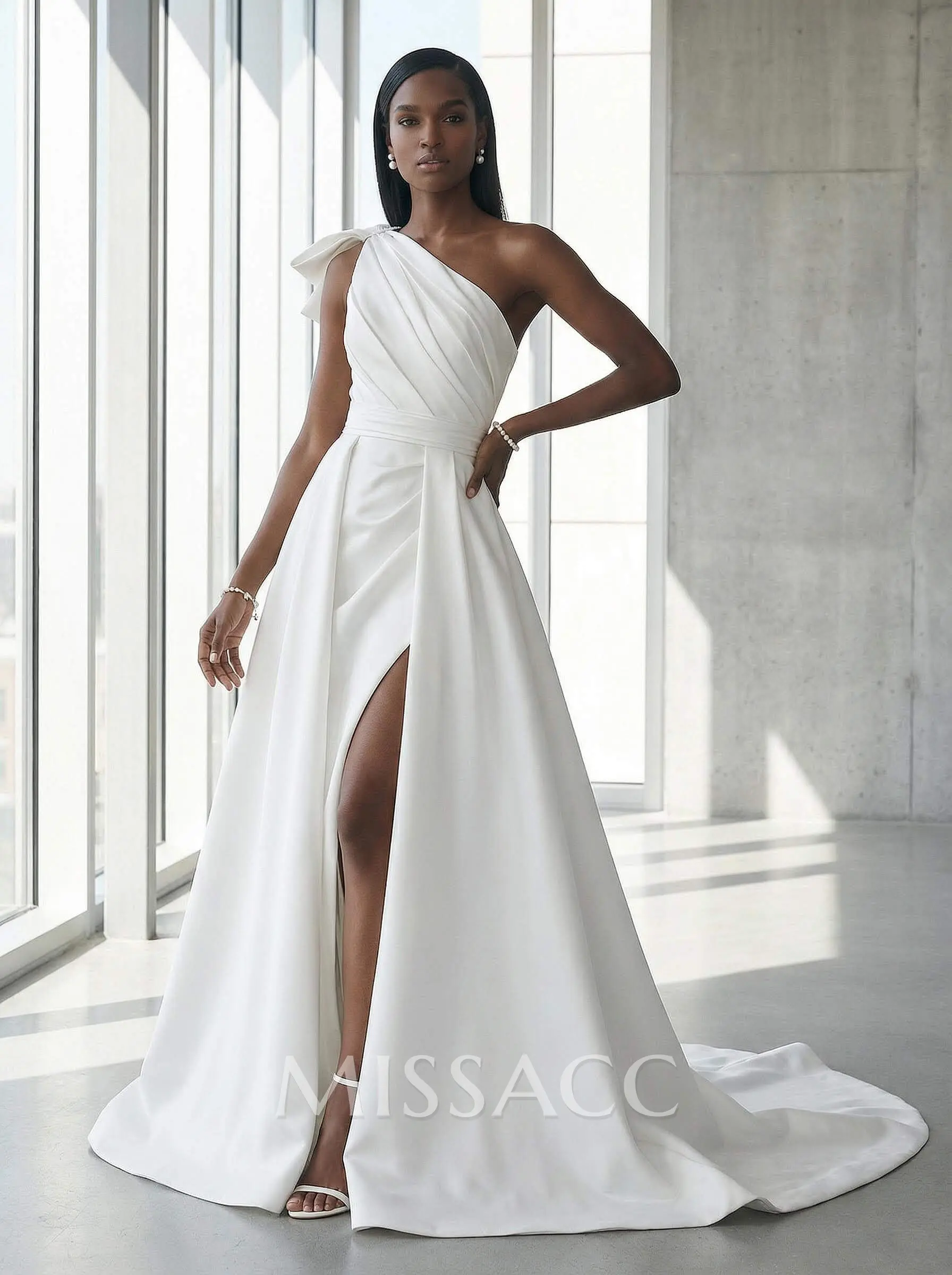 long satin a line dress A-Line Long Satin Dark Green Prom Dress with Split PSK406 US6 / Custom Color