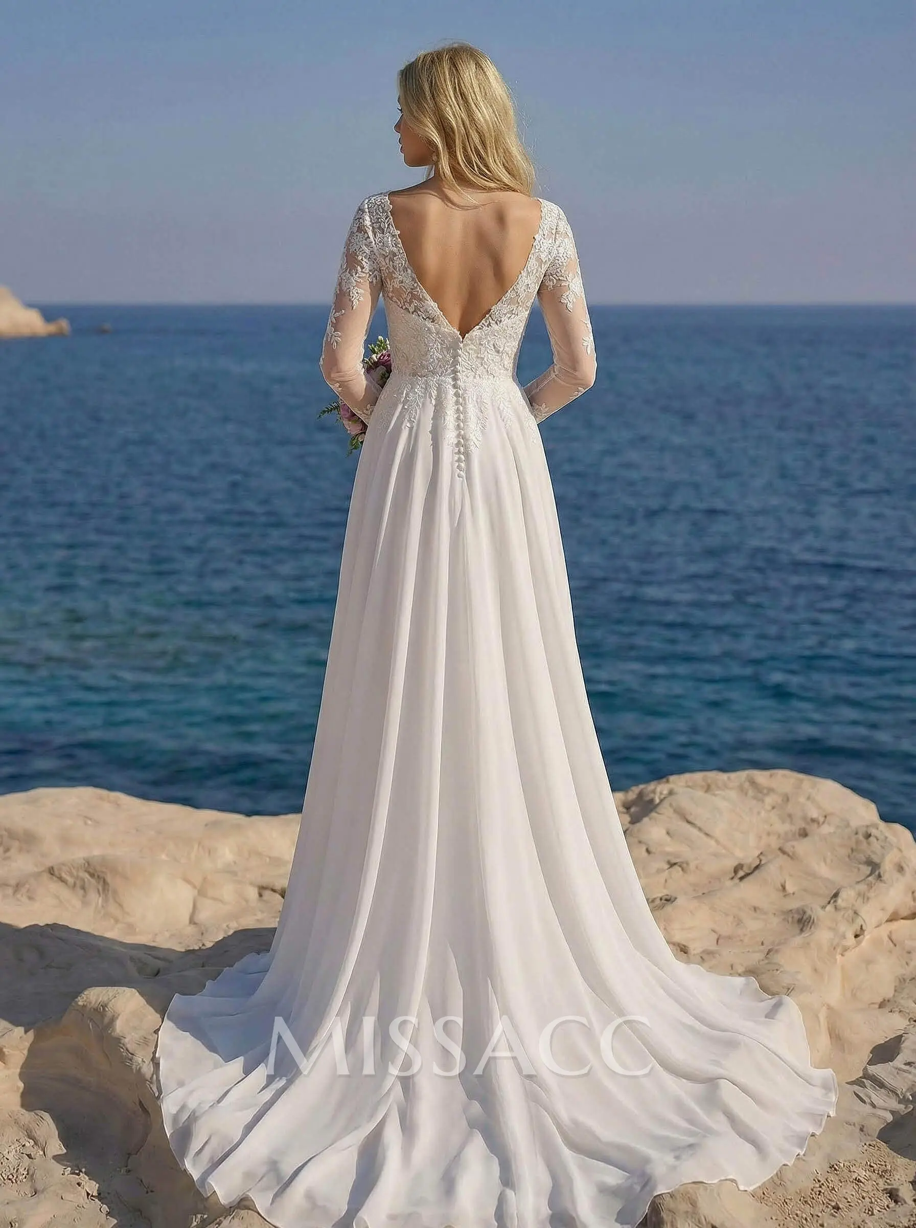 ivory and black lace wedding dress Ivory Chantilly Lace main image 0