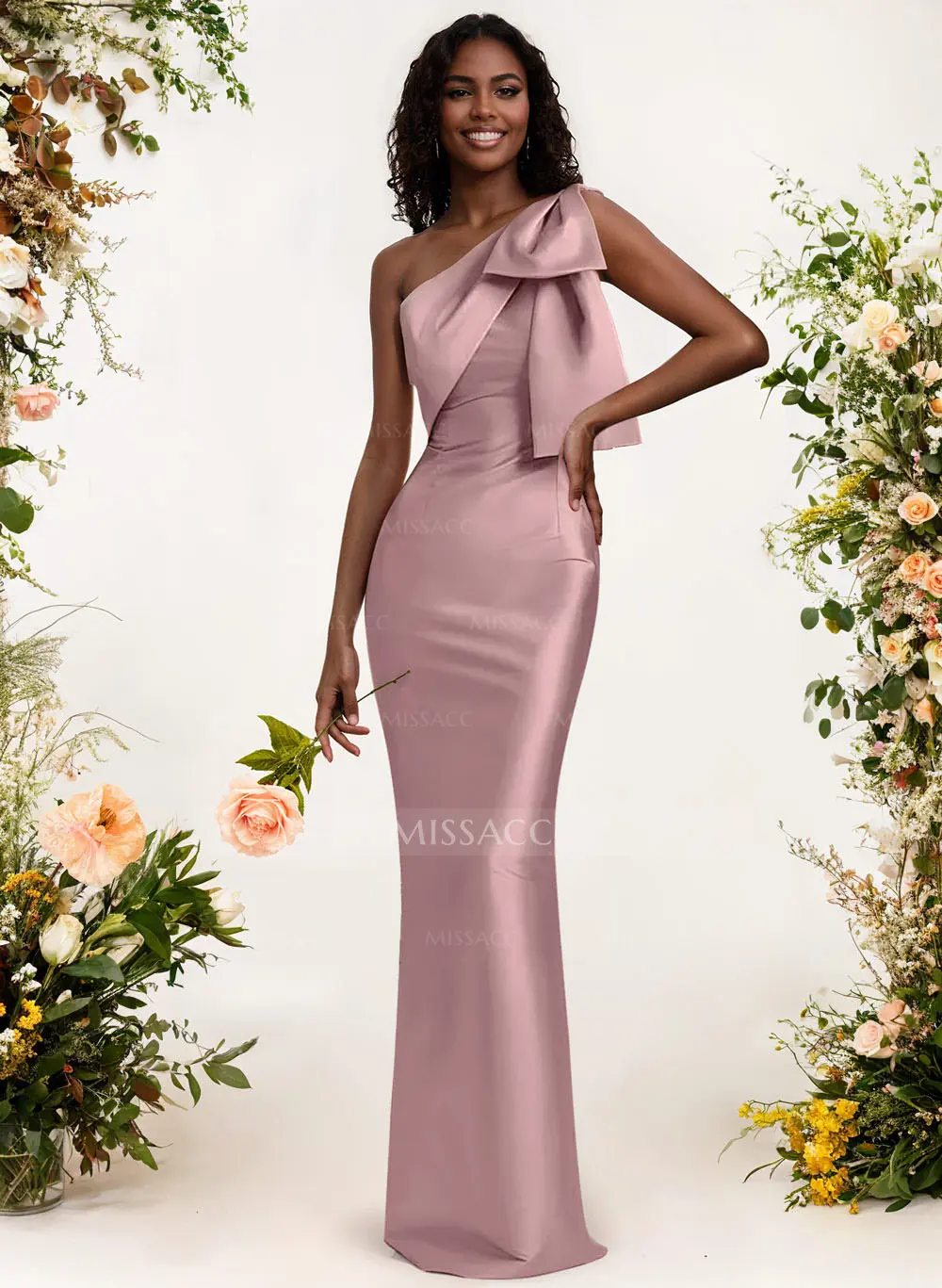 chinese dress ladies Chiffon One Shoulder Dresses for Maid of Honor main image 1