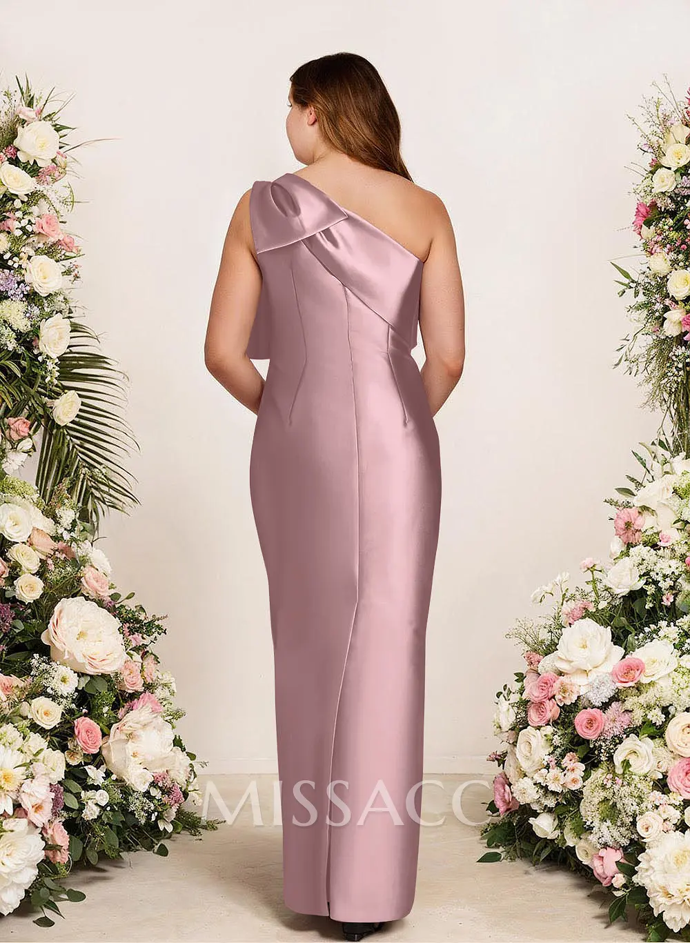 Sheath/Column One-Shoulder Satin Bridesmaid Dresses With Bow(s