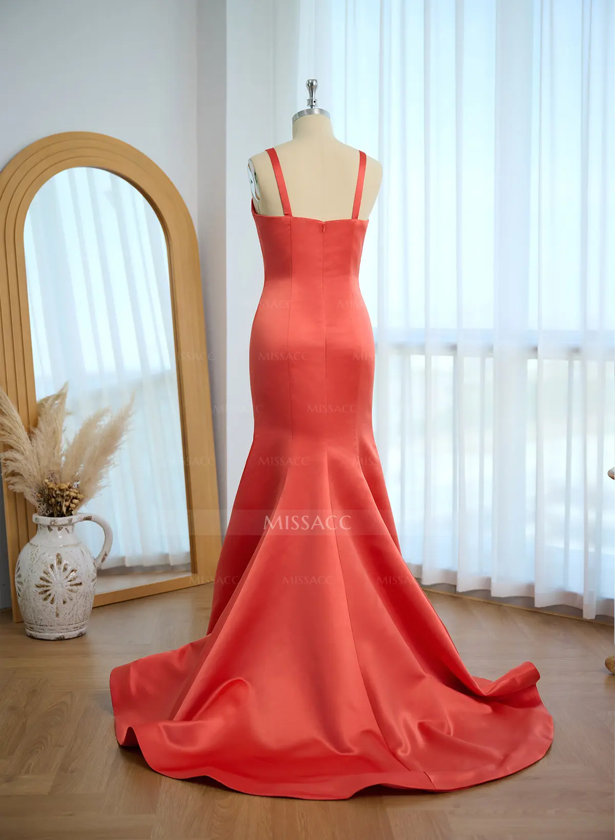 Memaid Lace Dresses with Sweep Train Pearl Pink