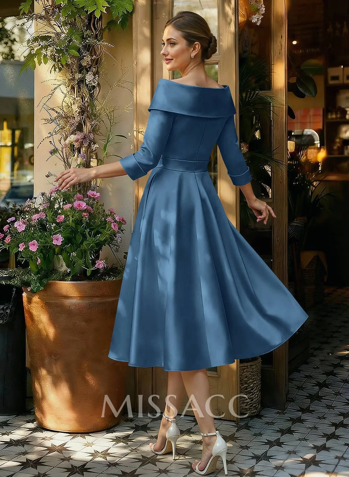cocktail dresses with sleeves June Bridals Elegant A-Line Jersey Dress Long And Open Back Royal and Emerald colors. Long Sleeve Short Cocktail Dress