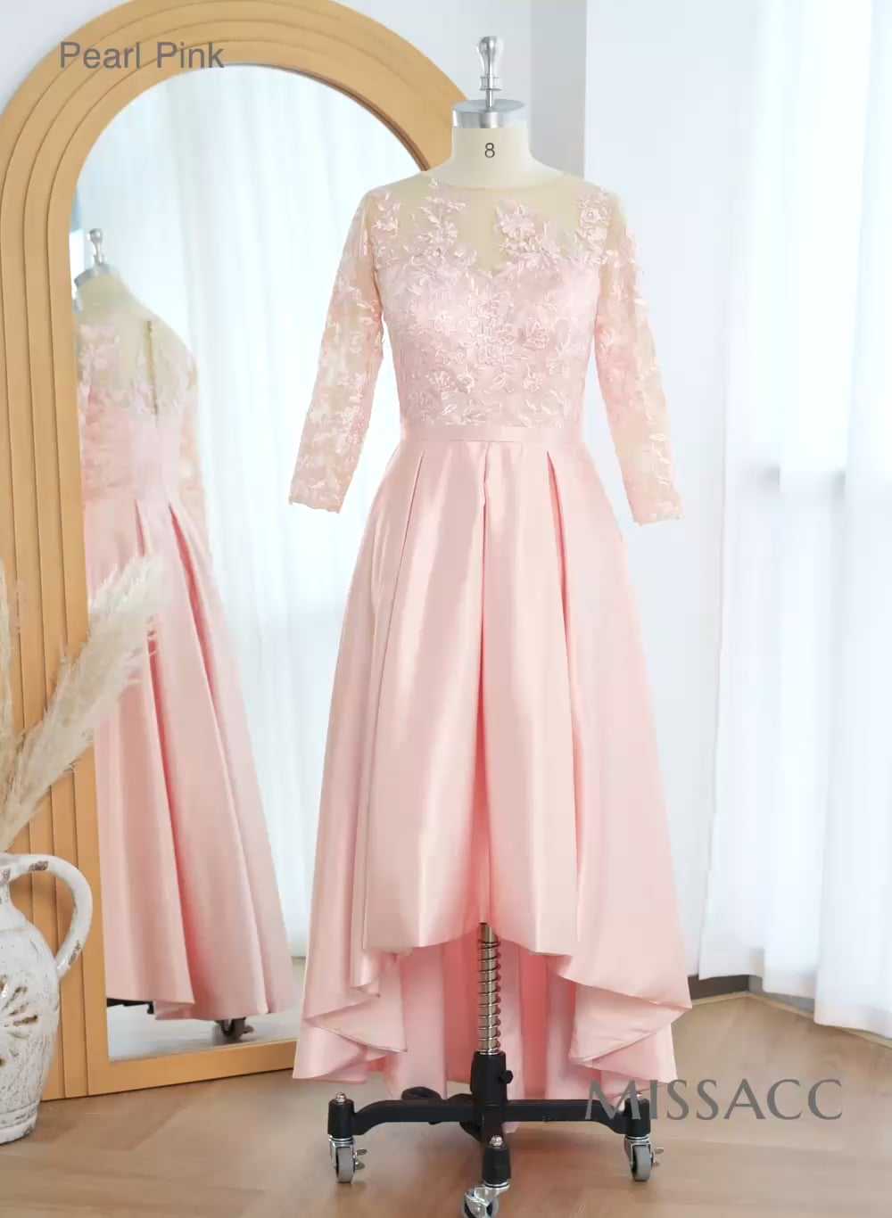 A-Line Asymmetrical Lace Sleeves Cocktail Dresses