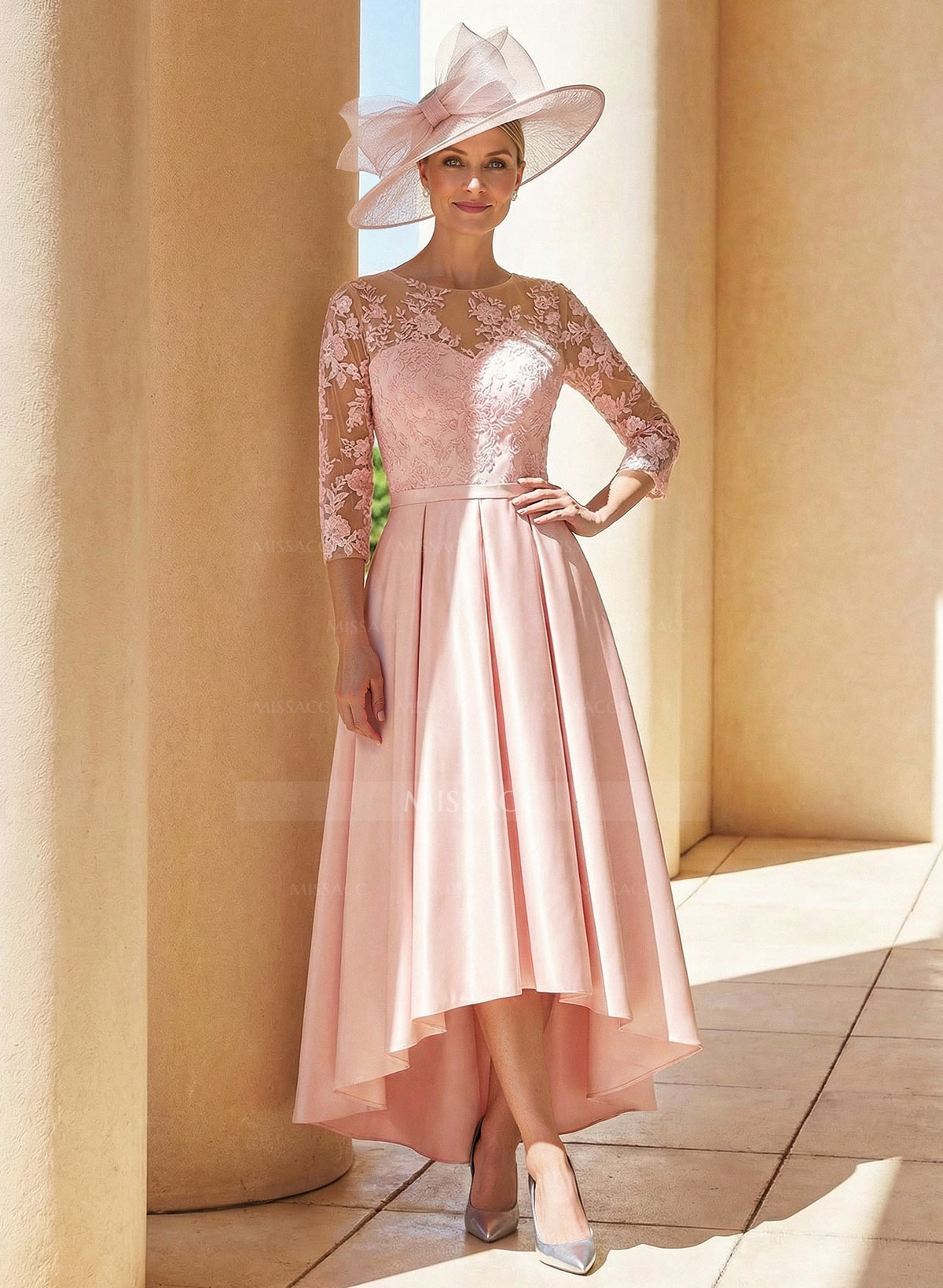 A-Line Asymmetrical Lace Sleeves Cocktail Dresses