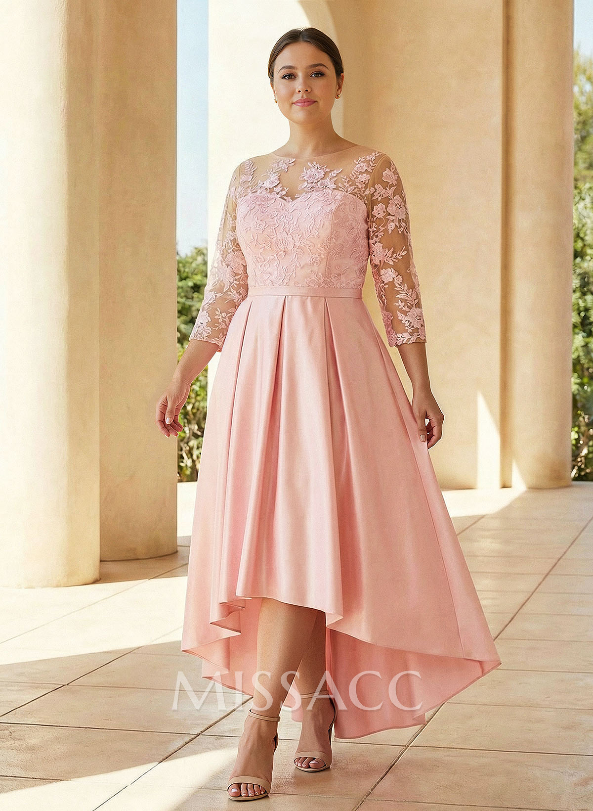 A-Line Asymmetrical Lace Sleeves Cocktail Dresses A-Line Asymmetrical Lace Sleeves Cocktail Dresses