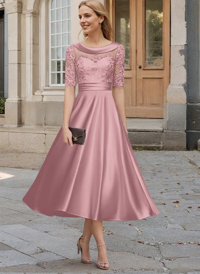 Elegant Cowl Neck A-Line Tea-Length Cocktail Dresses