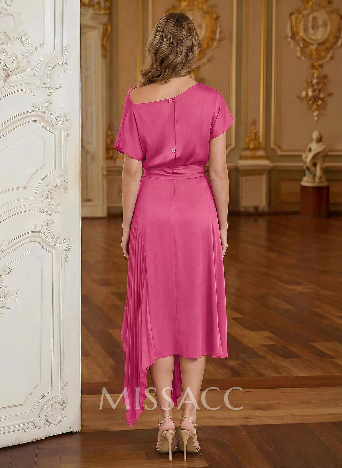 Sheath/Column Scoop Neck Short Sleeves Stretch Chiffon Cocktail Dresses