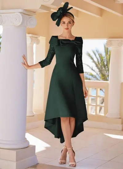 asymmetrical cocktail evening dress Lenore Techno Scuba Asymmetrical Neckline Dress