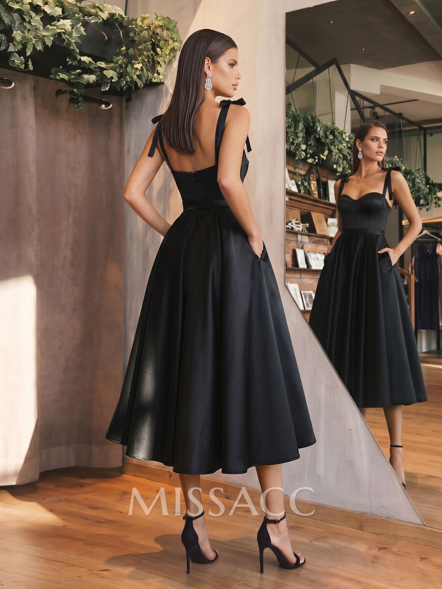 A-Line Satin Sweetheart Cocktail Dresses With Pockets A-Line Satin Sweetheart Cocktail Dresses With Pockets
