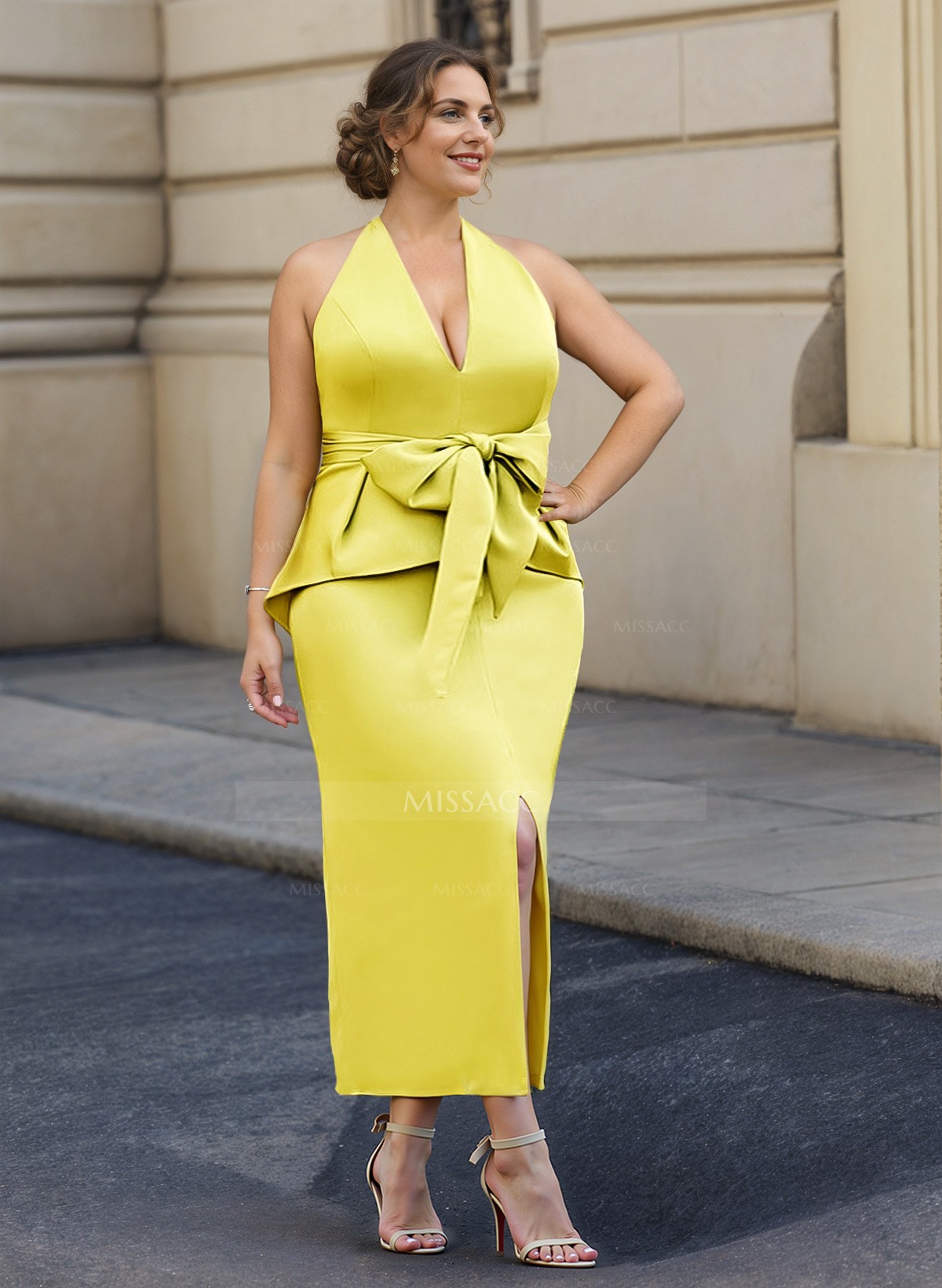 Simple Satin Plunge Wrap Cocktail Dresses