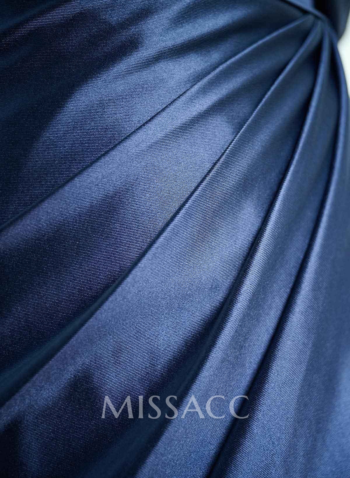 Sheath/Column Asymmetrical Neck Satin Cocktail Dresses With Ruffle Sheath/Column Asymmetrical Neck Satin Cocktail Dresses With Ruffle