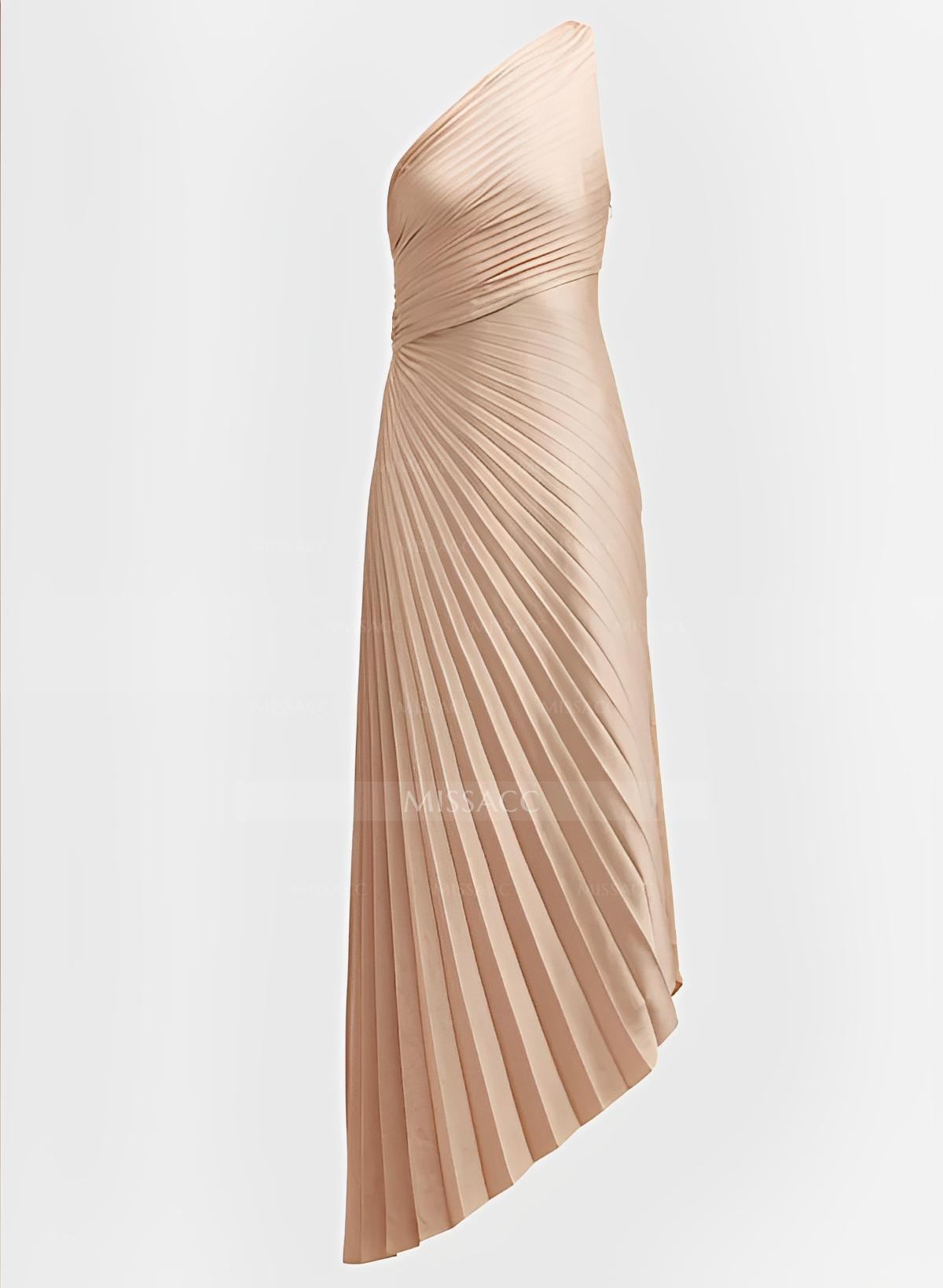 One-Shoulder Sleeveless Asymmetrical Cocktail Dresses With Pleated