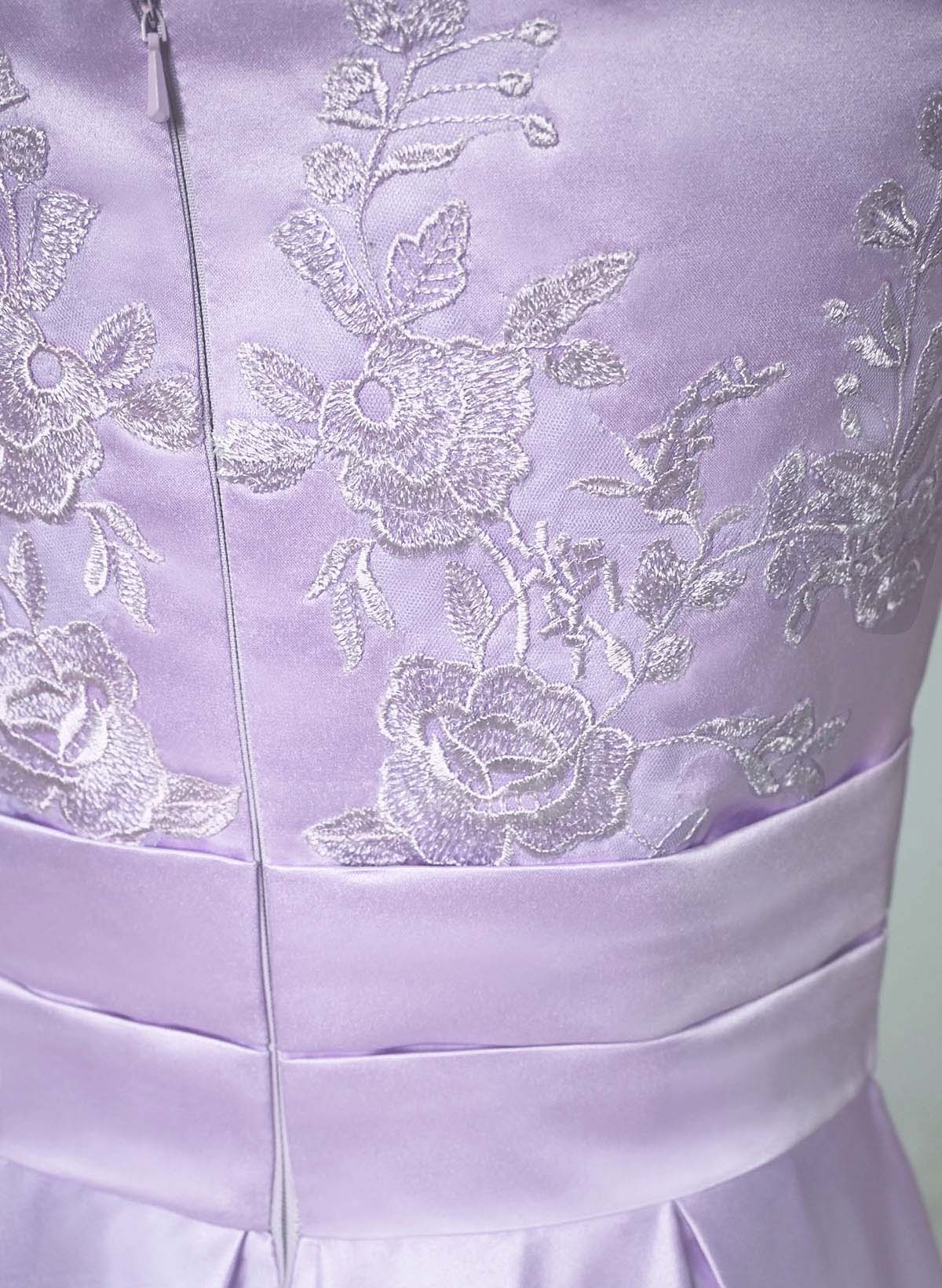 A-Line Off-The-Shoulder 3/4 Sleeves Sweep Train Lace/Satin Evening Dresses With Split Front