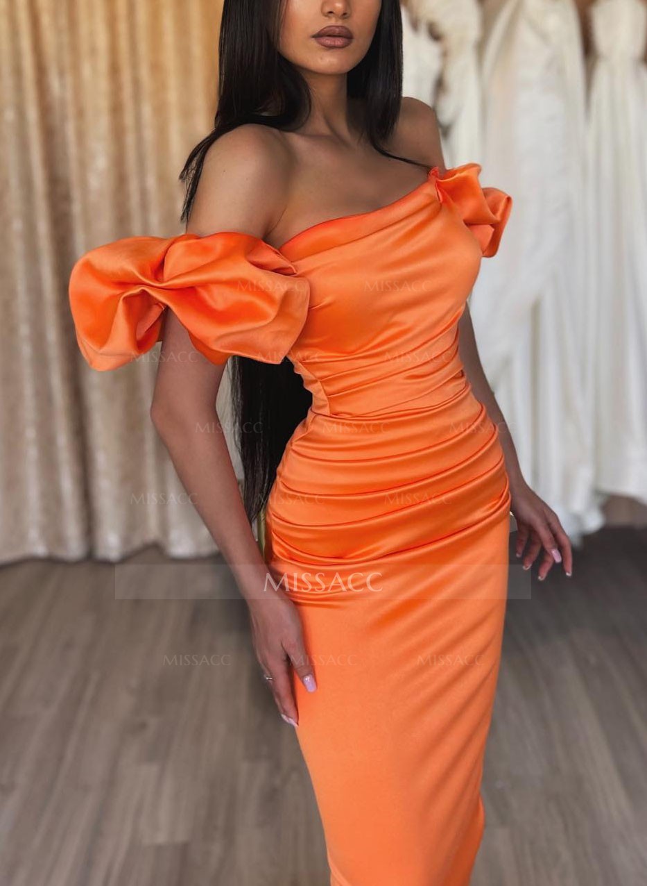 Off-The-Shoulder Satin Sheath/Column Evening Dresses