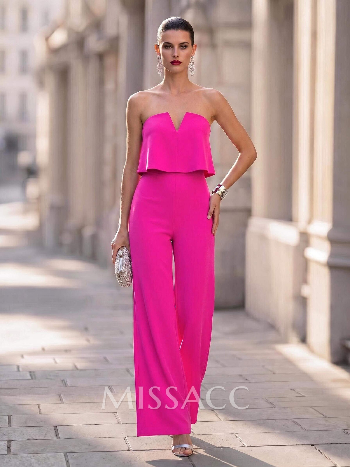 Jumpsuit/Pantsuit Strapless Sleeveless Floor-Length Evening Dresses